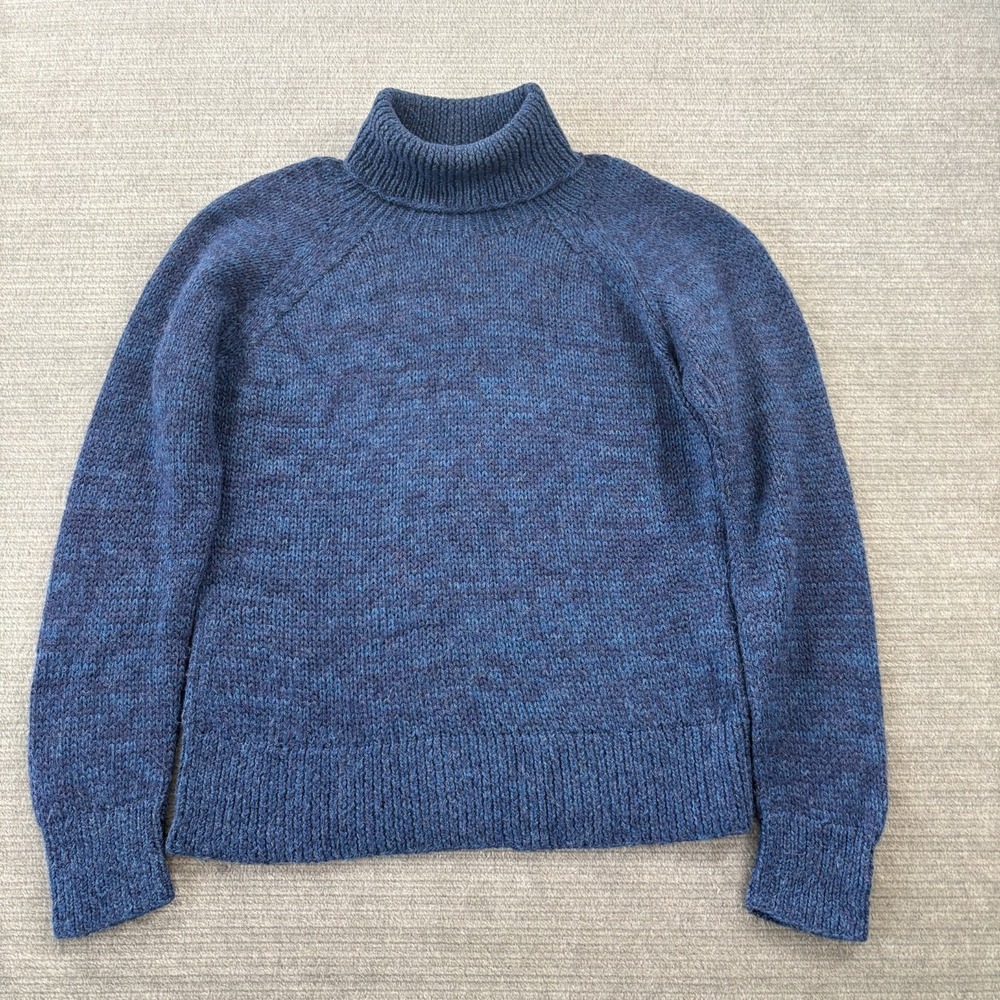 Christopher Totman Turtleneck Sweater Womens L Blue Knit Ribbed Casual Stretch